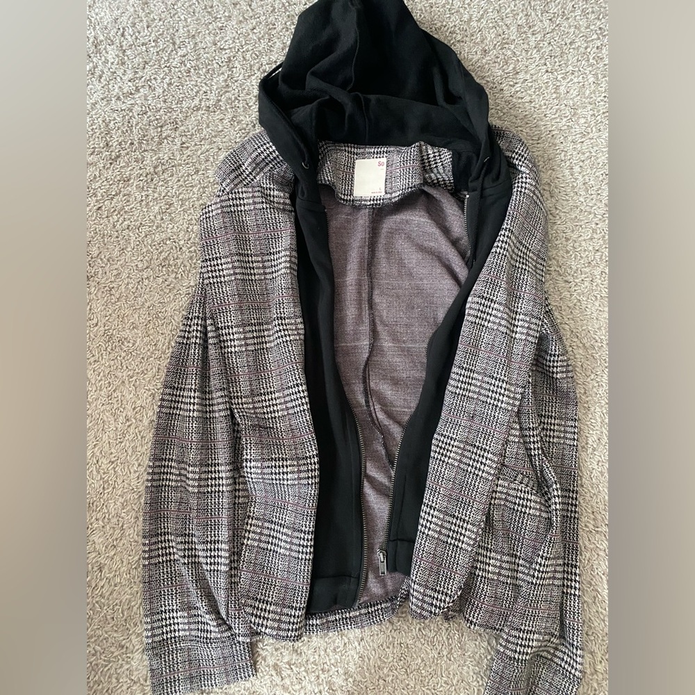 Sonoma Houndstooth + Plaid Black and White Hoodie/Blazer